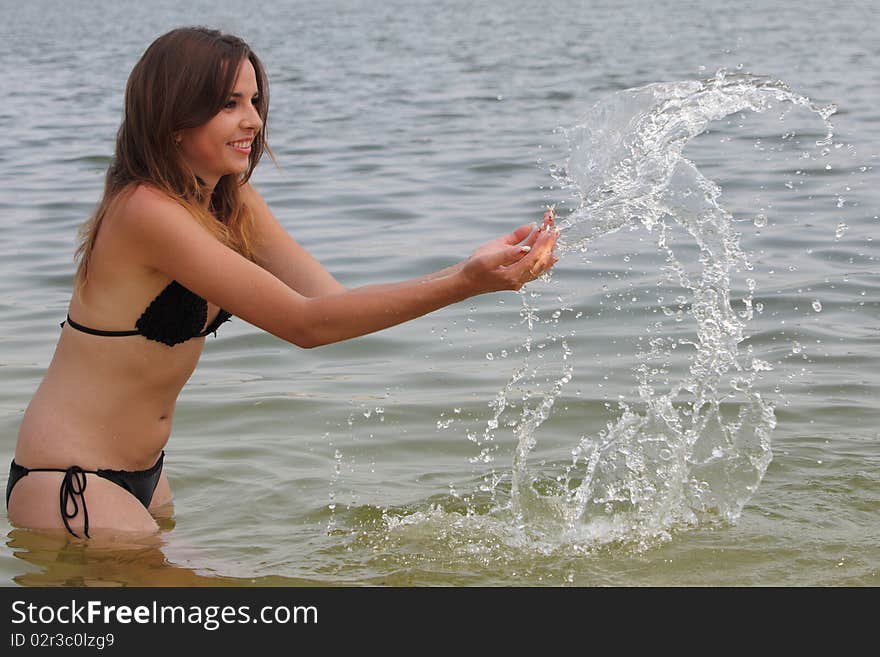 Attractive woman swim