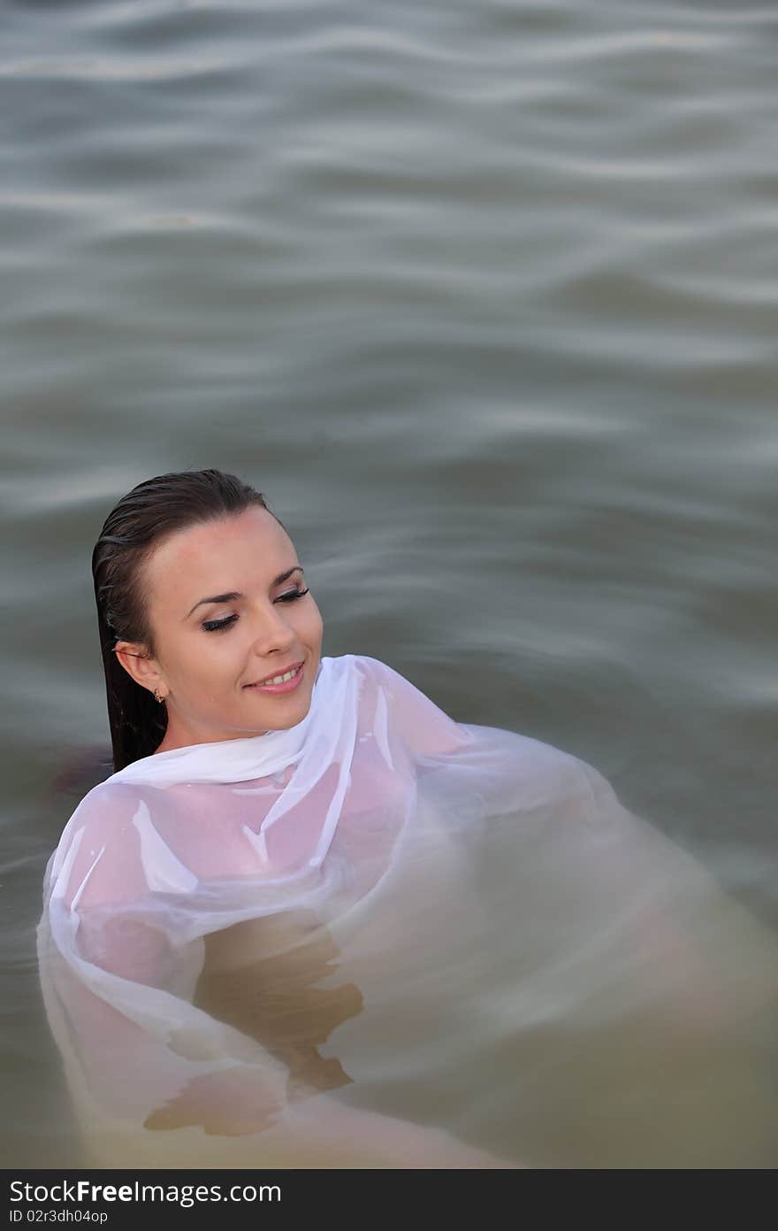 Attractive woman swim