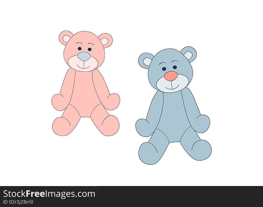 Blue and pink teddy bears