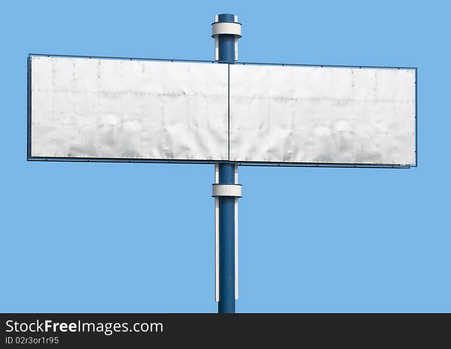 Blank advertising billboard isolated on blue background