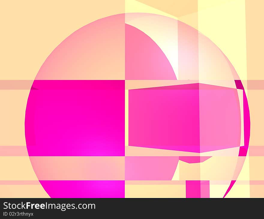 Abstract geometry composition, background with sphere and cubes. Abstract geometry composition, background with sphere and cubes