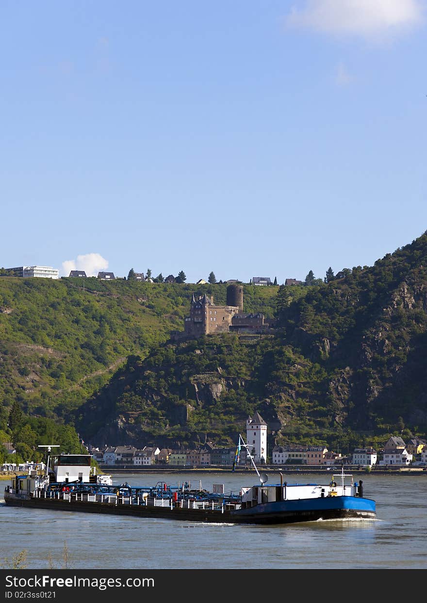 A tanker on the rhine germany