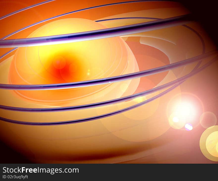 Abstract orange planet with rings. Abstract orange planet with rings