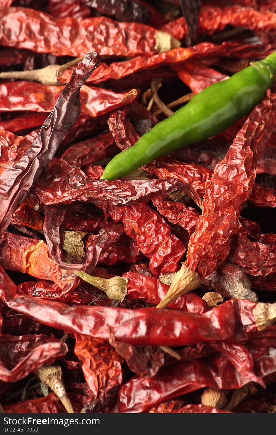 Red and green chillies