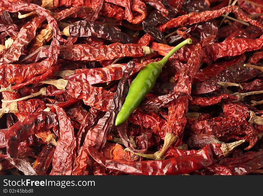 Red and green chillies