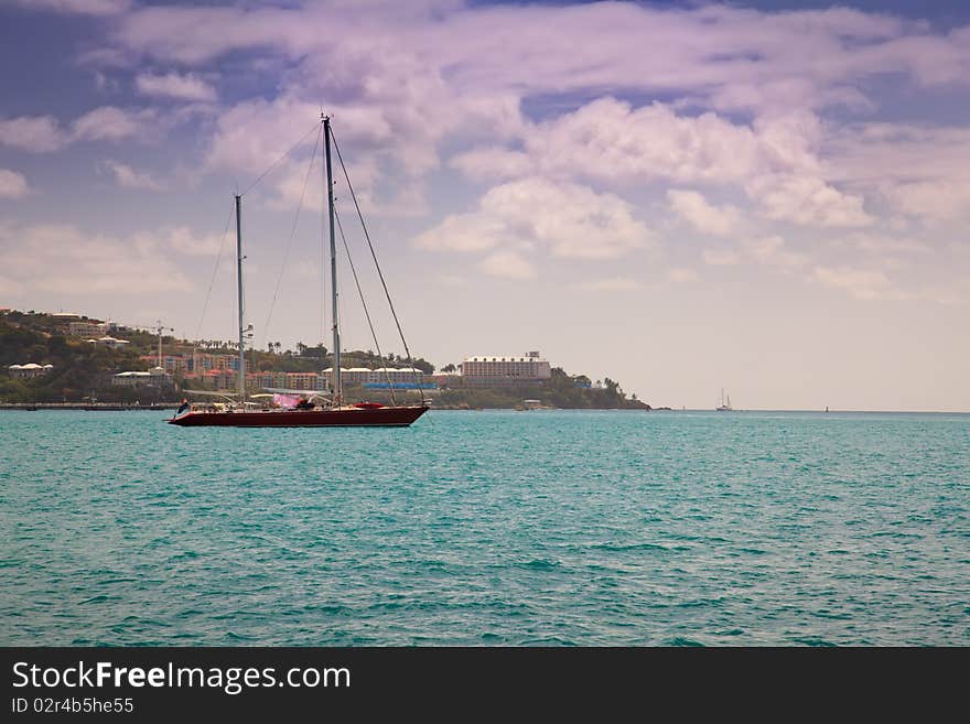 Sailboat in the Caribbean Sea