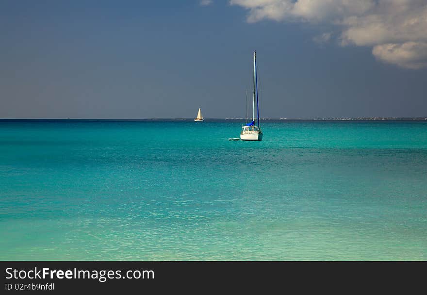 Sailboat in the Caribbean Sea