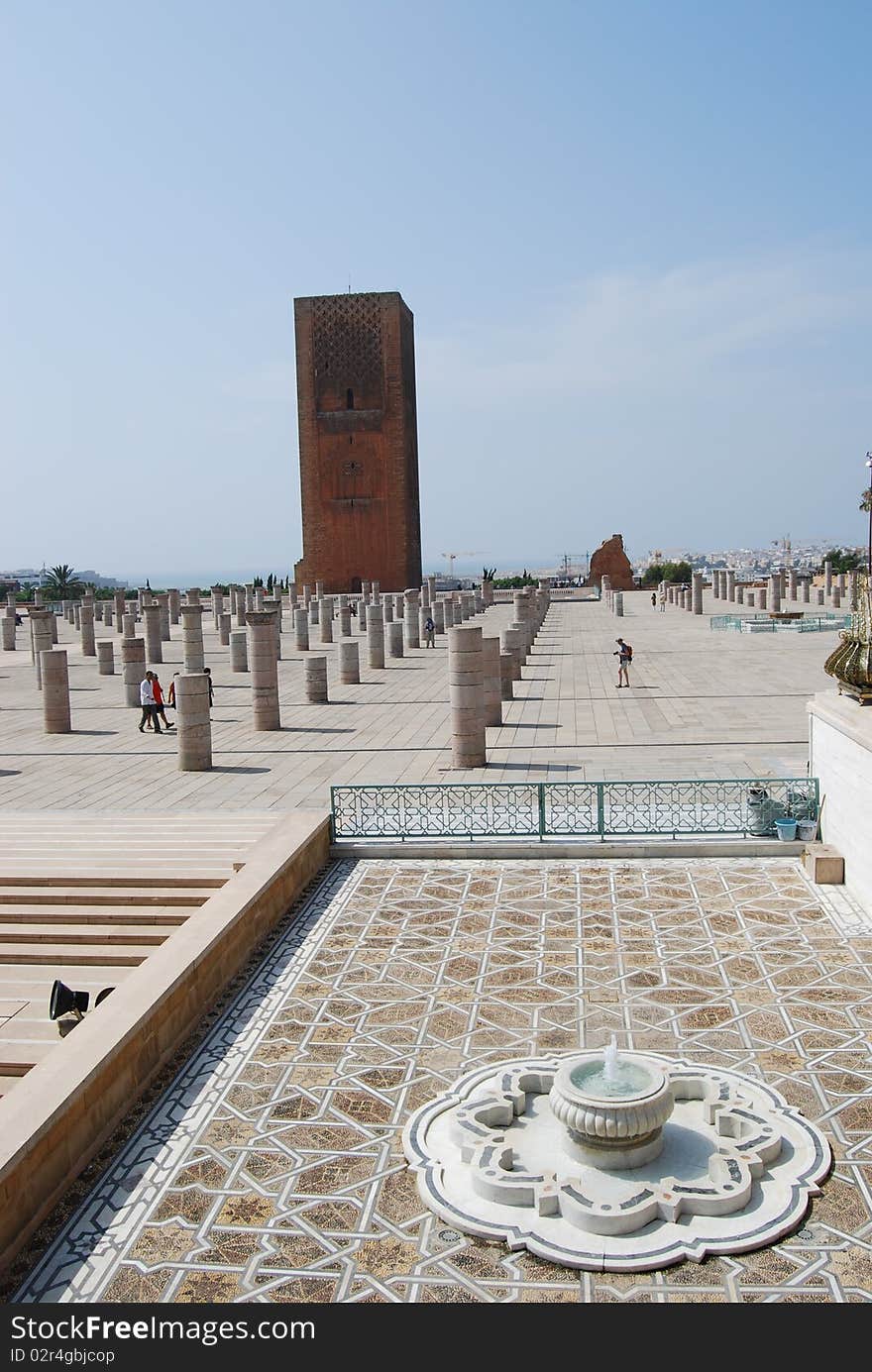 Fountain And Tower In Rabat