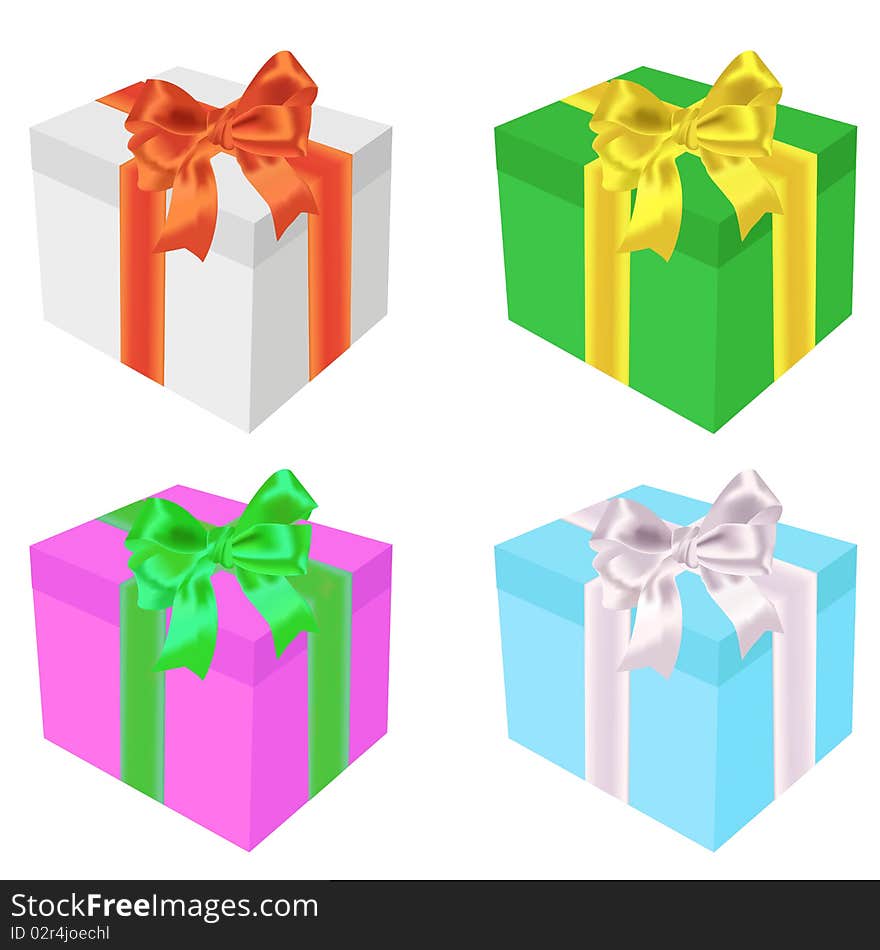 Colored blocks with gifts on a white background. Colored blocks with gifts on a white background