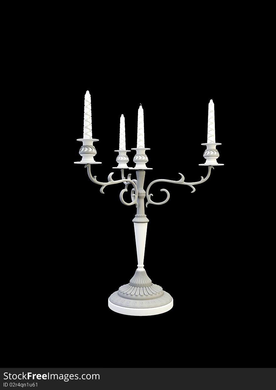 3d isolated candelabrum on the black. 3d isolated candelabrum on the black