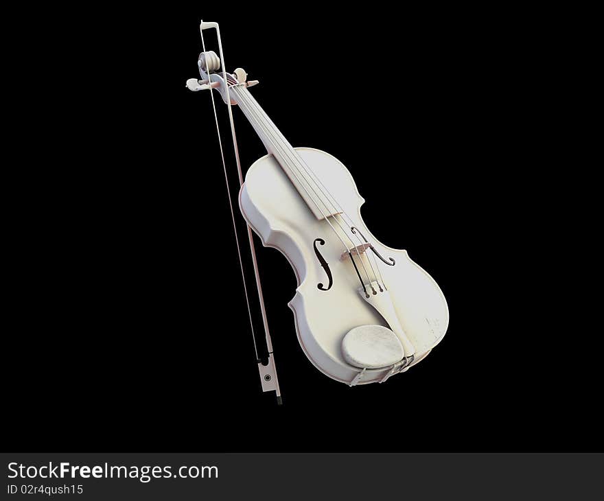 Gray 3d violin on the white background