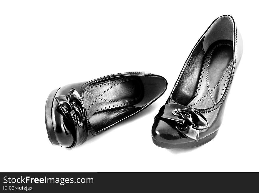 Black women shoes on white background isolated