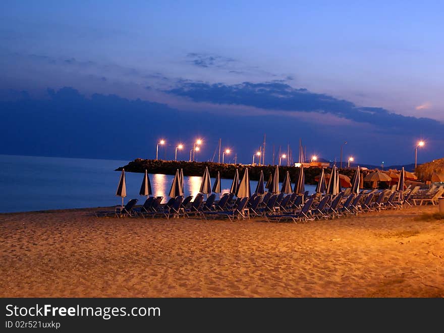 Beautiful landscape with night beach ready for the next day tourists