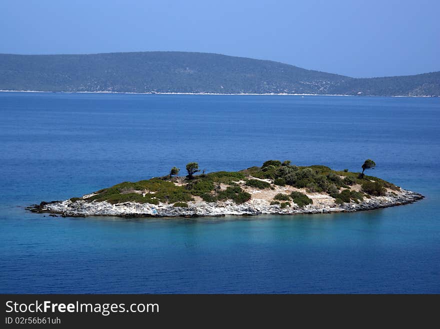 Beautiful sea view: island on blue ocean