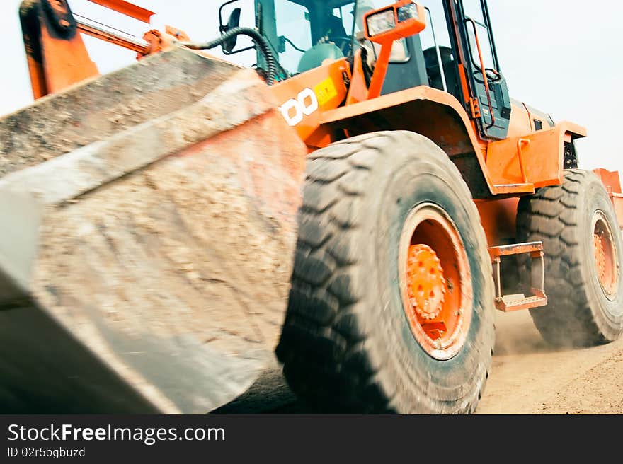 Large bulldozer at speed movement