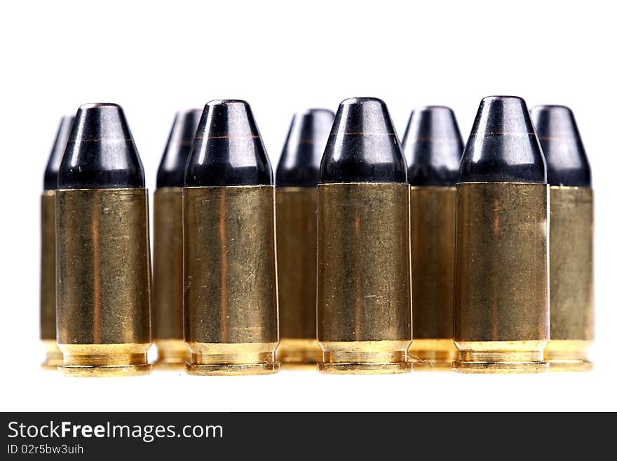 Bullets, ammo isolated on white