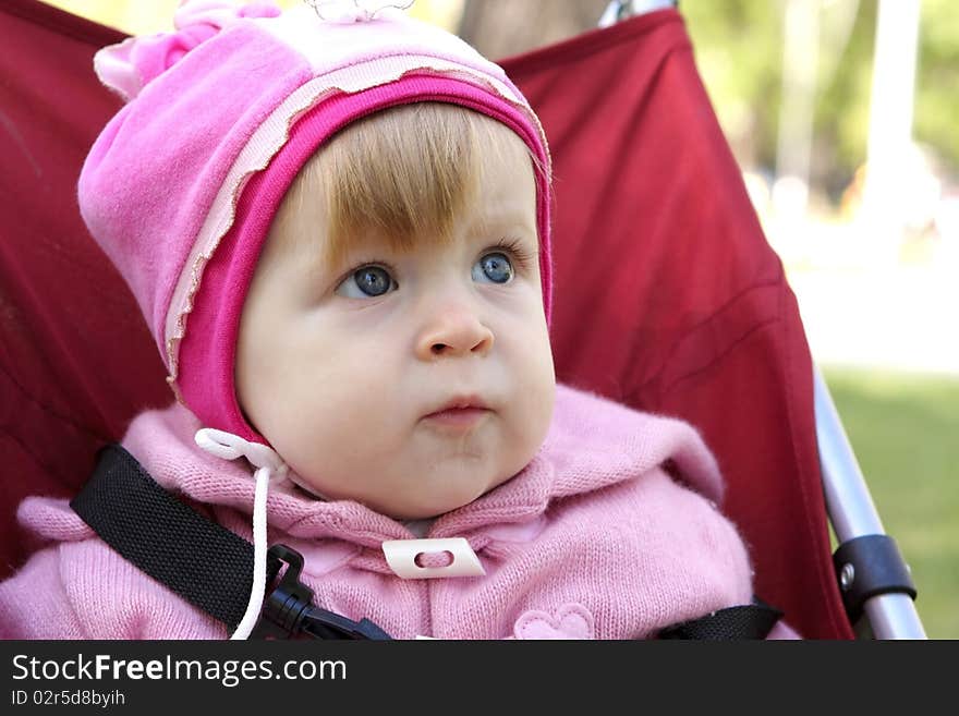 A little girl with big blue eyes