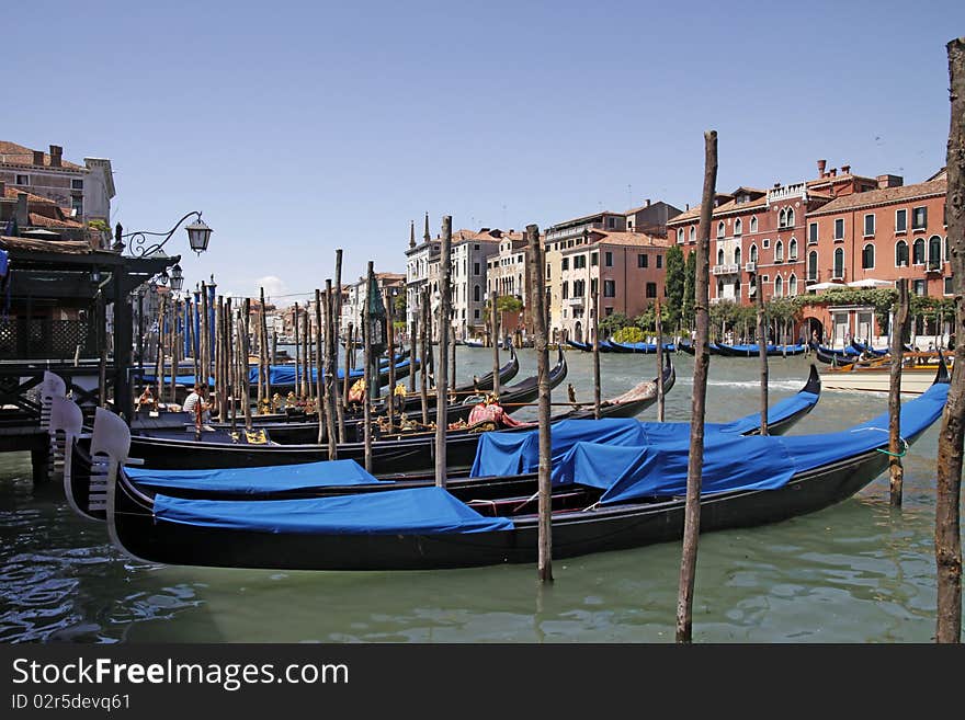 Venice, Church of Venice, gondolas on Grand Canal