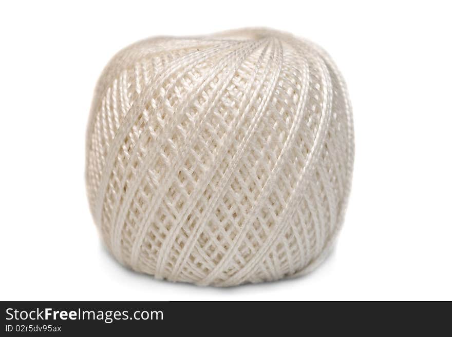 Linen twine (string) spool on white background