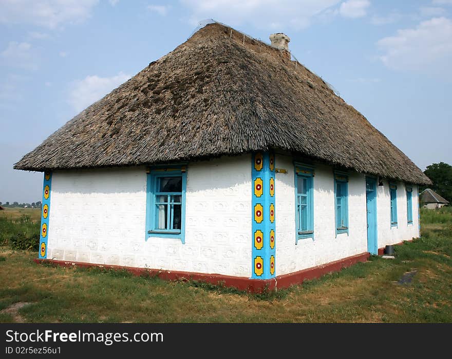 Ukrainian rural house, built on national traditions. Ukrainian rural house, built on national traditions