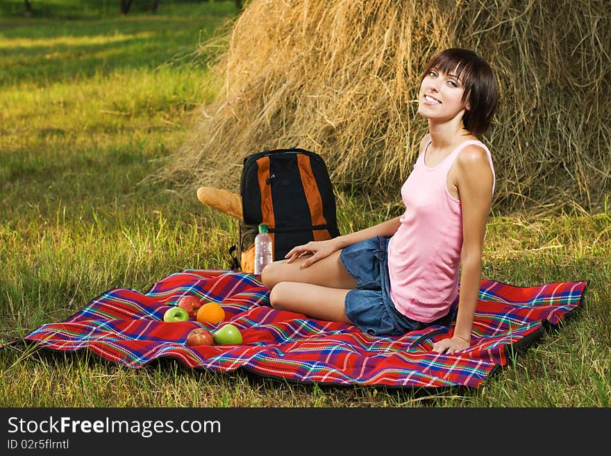 Lovely girl on picnic