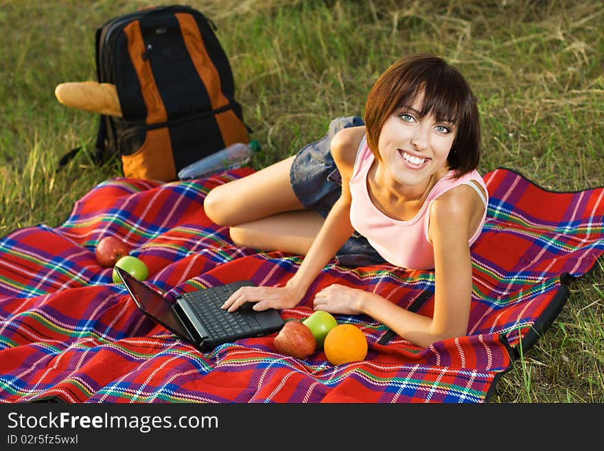 Lovely Girl On Picnic