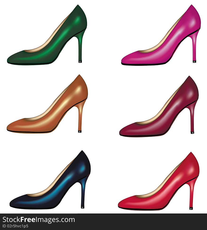 Elegant glossy shoes. Photo-realistic vector.