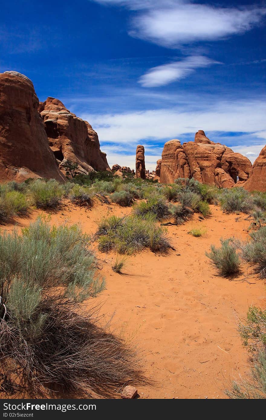 Landscape of Devils garden trail Arches Utah