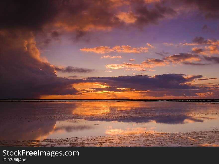 Cloudy sunset over the ocean