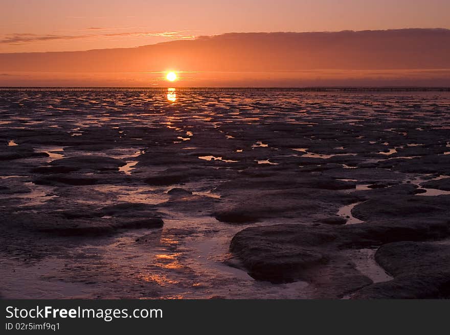 Beautiful tranquil sunset over the ocean