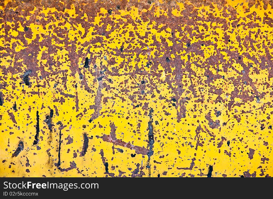 Texture of rusty metal, yellow colored