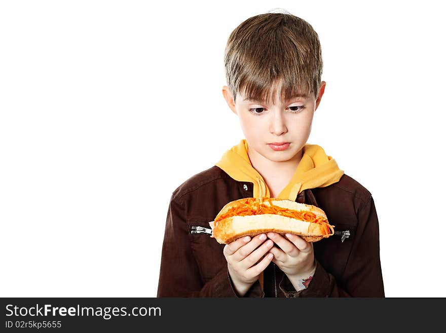 Boy with hotdog