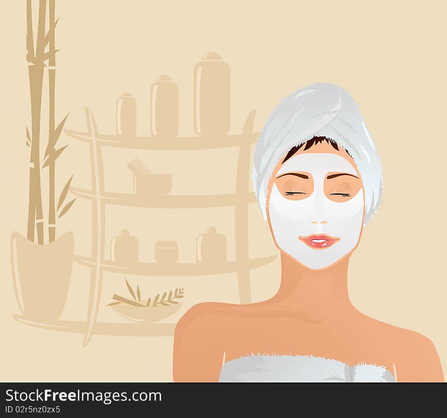 Closed Eye Girl With Facial Mask