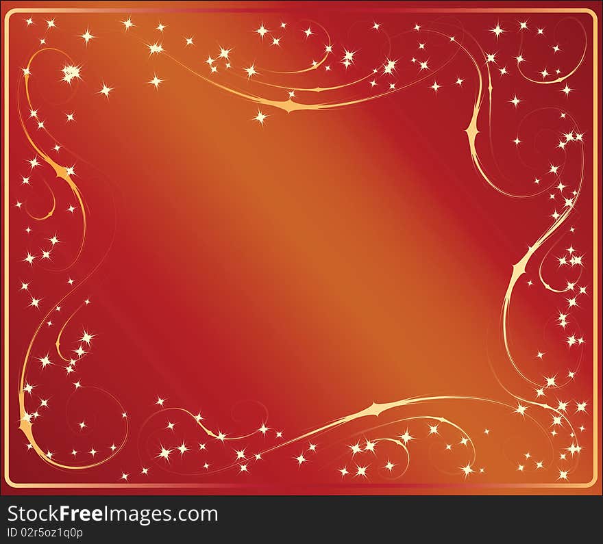 Red christmas background with snowflakes, illustration