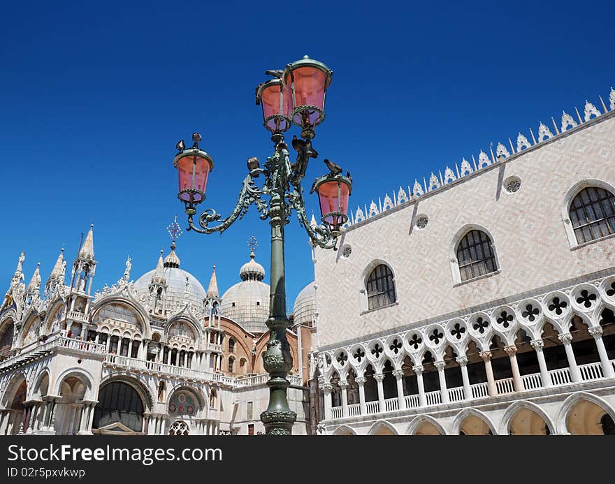 The San Marco basilica and Doge's palace in Venice, Italia. The San Marco basilica and Doge's palace in Venice, Italia.