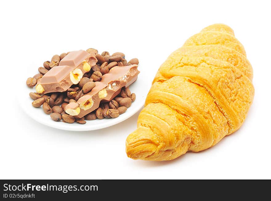 Croissant, Coffee And Chocolate