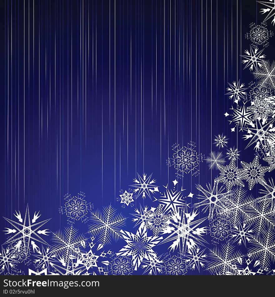 Winter blue background with snowflakes. Vector illustration