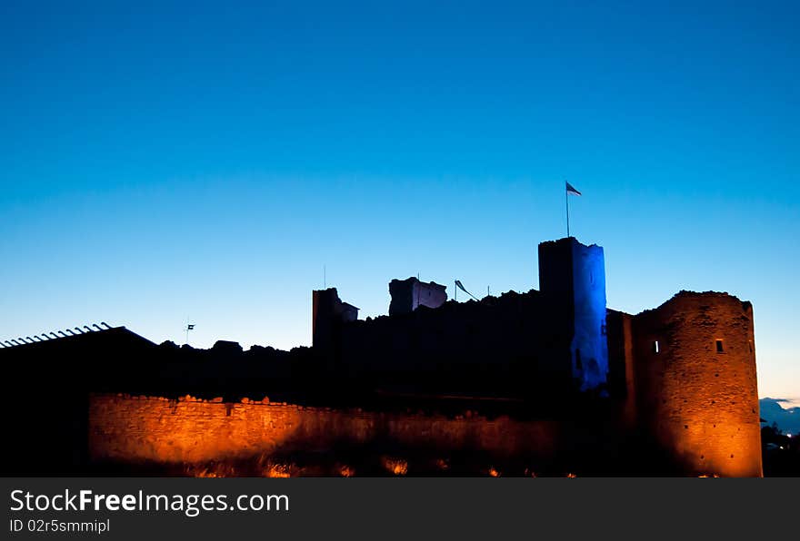 Rakvere stronghold at night in estonia