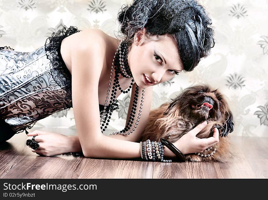 Model with dog