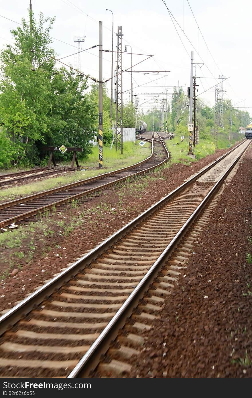 Image of railway lines in Bedfordshire U.K photo taken on a overcast day. Image of railway lines in Bedfordshire U.K photo taken on a overcast day