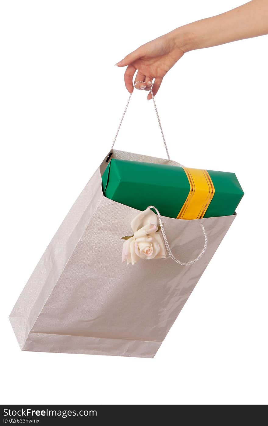 Paper bag with gifts from the supermarket