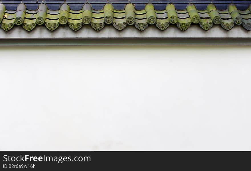 White chinese traditional wall with eaves. White chinese traditional wall with eaves