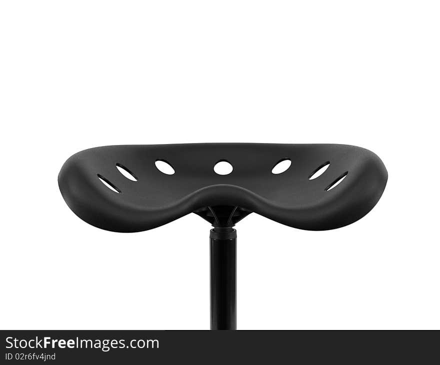 A black stool isolated against a white background