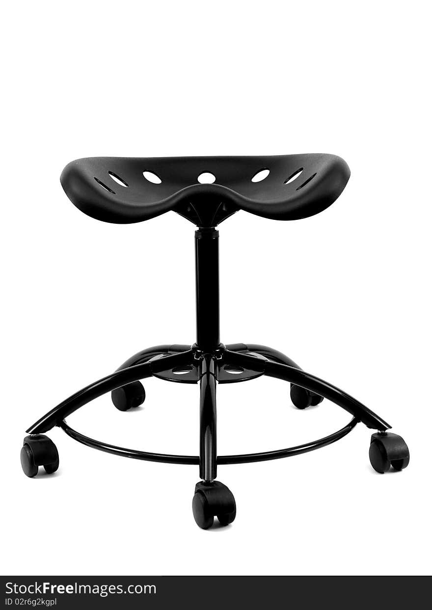 A black stool isolated against a white background