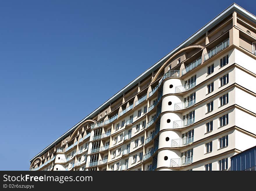 Modern building over blue sky