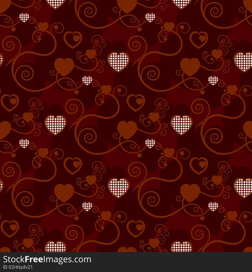 Excellent red background with hearts. A illustration