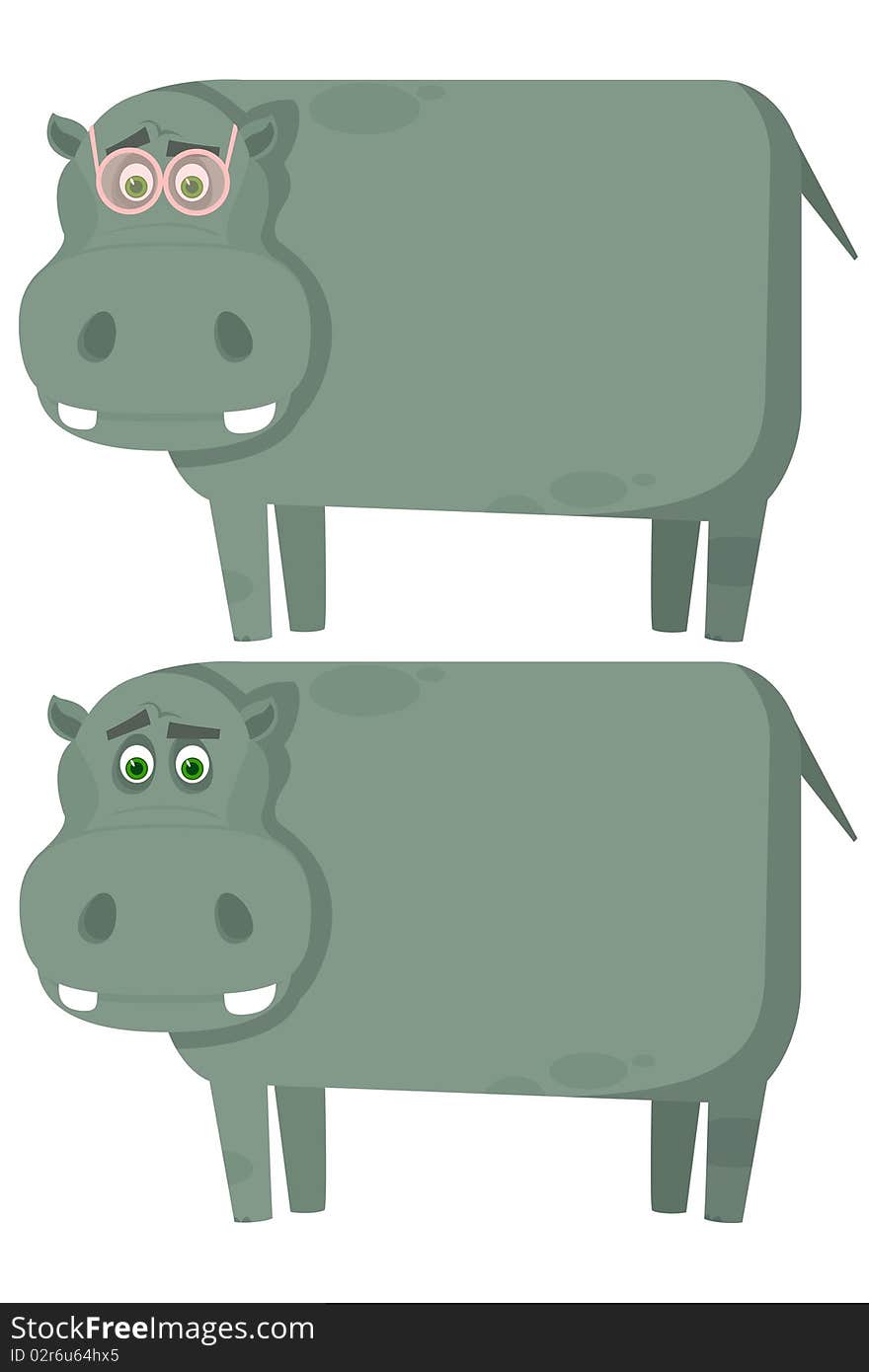 Set of hippopotamuses. A  illustration