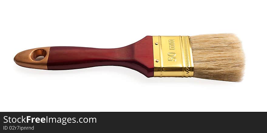 Red paint brush isolated on the white background