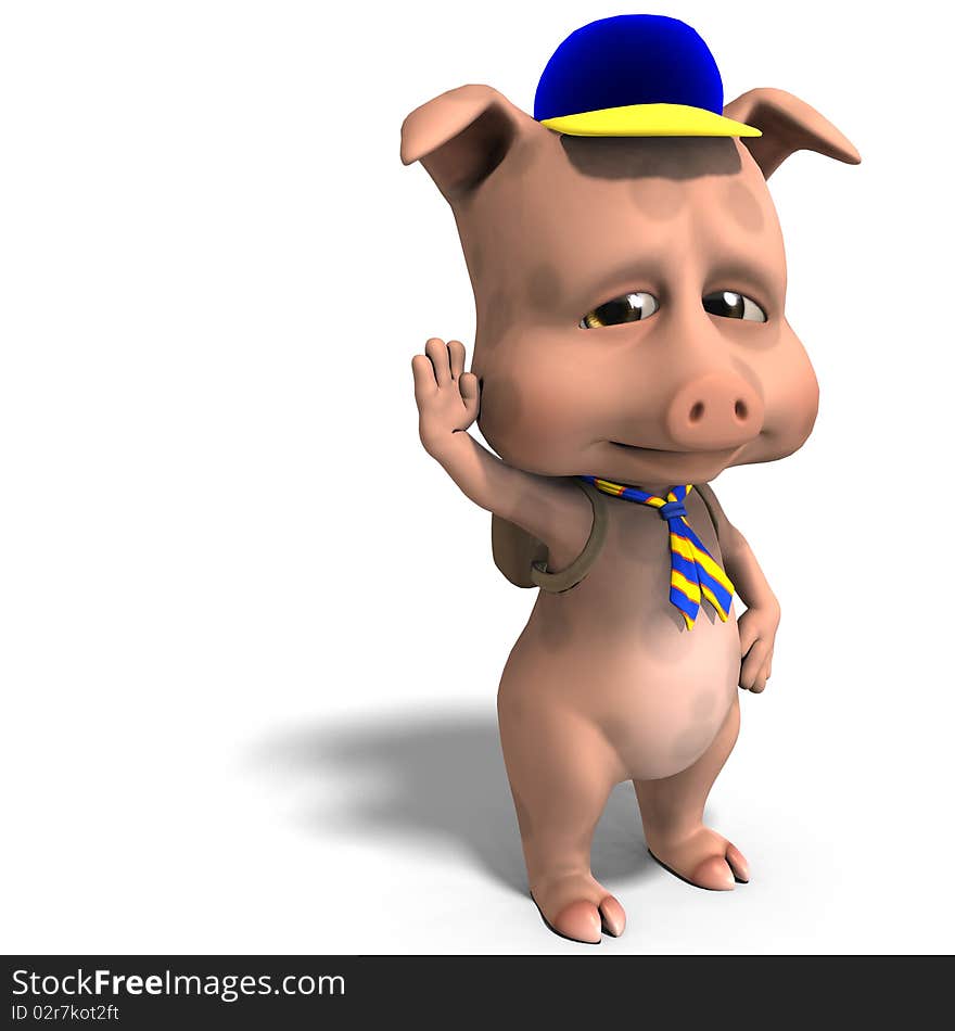 Cute toon pig as a boy scout