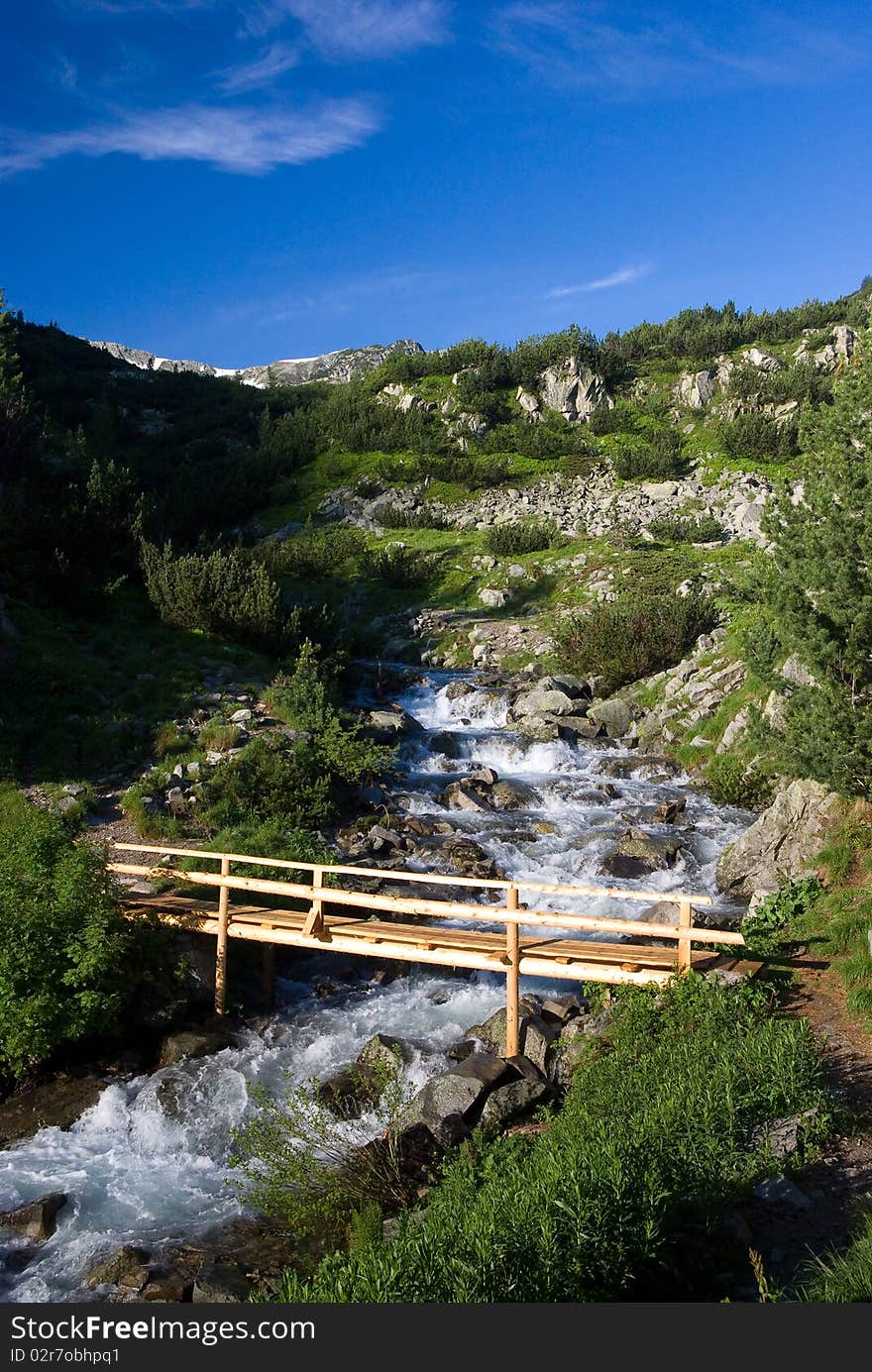 Bridge over small river in the Pirin mountains - Bulgarian Balkans. Bridge over small river in the Pirin mountains - Bulgarian Balkans